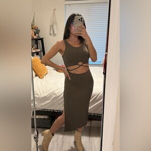 Endless blu olive green midi dress